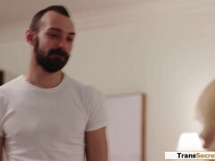 Bossy busty tgirl Gracie Jane anals guy