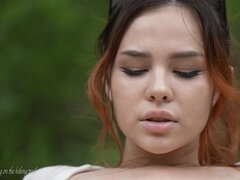 Cul, Dingue, Nue, De plein air, Public, Chatte, Adolescente, Mouillée