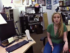 Chick with big tits gets banged in the office