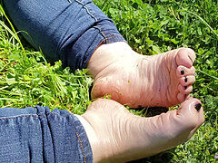 Wohlbeleibte schöne frauen, Füsse, Monster, Im freien, Öffentlich, Solo