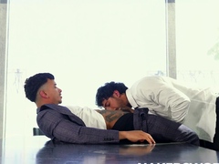 Tattooed Gay Fucked After Rimjob
