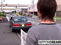 Hot Japanese babe fucks him in the car