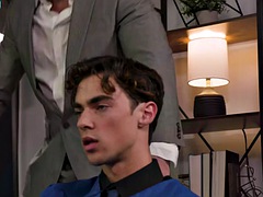 Taboo stepbrother in college uniform bareback after class