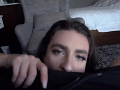 Cul, Sucer une bite, Brunette brune, Tir de sperme, Hd, Seins naturels, Pov, Nénés