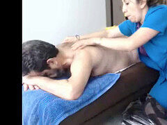 grandfather has a massage and than stroke and jizm