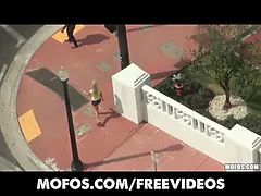 Freshly single blond lady runs into her old friend and has some joy