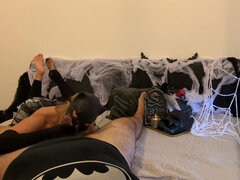 Catwoman Revives Batman With Hot Fuck And Great Blowjob With Facial Creampie During Halloween Gloves