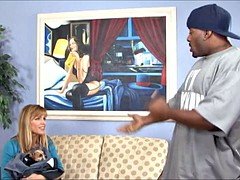 黒人, ブロンド, チン, 異人種間, 淫乱熟女