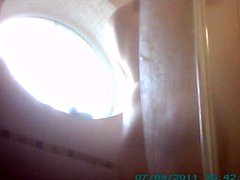 Blondine, Britisch, Geschnappt, Nackt, Dusche, Spanner