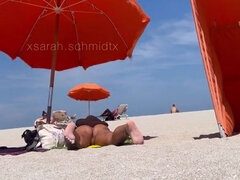 Strand, Blond, Vrouw, Duits, Handbeurt, Nudist, Alleen, Bekijker