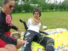 Fétiche, Nourriture, Lunettes, Gants, De plein air, Satin, Mouillée