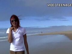 Amateur, Playa, Europeo, Pequeña, Realidad, Pelirrojo, Adolescente, Tetas