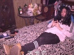Goth punk boy from Ska Fest #11 eats his cum in full webcam show