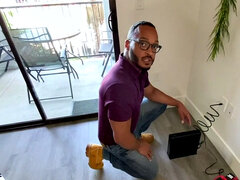 Black electrician barebacked by guy in erotic couple