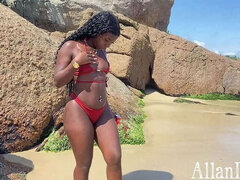 I encountered the sultry Holly BomBom on the secluded beach, I suggested an x-rated offer and she gave me an amazing blowjob twice