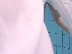 Chica, Morena, Hembra, Tetas naturales, Piscina, Público, Ruso, Bajo el agua