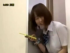 asian stunner stuck in elevator doors and penetrated