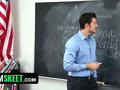 Hot Teen Babe In Mini Skirt Alexia Gold Gets Her Mouth Filled With Teachers Cum