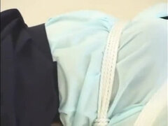 japanese girl tape gagged in skirt and blouse
