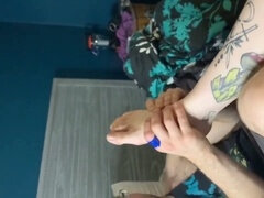 Sperma shot, Voeten, Voetbeurt, Handbeurt