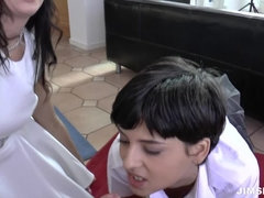 Blowjob, Brunette, Ffm, Hardcore, Teen, Threesome