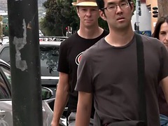 Public BDSM slut whipped and used for street shaming