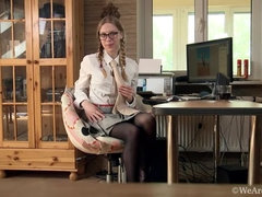 Abigail strips and masturbates by computer