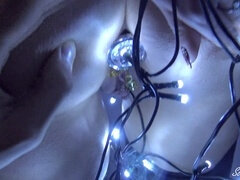 Nipple clamps, leashed girl, butt plug