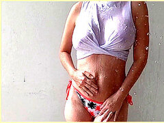 Wet wifey, no bra, wet tshirt