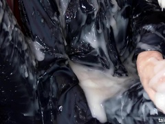 Blondine, Blasen, Dildo, Hardcore, Latex, Masturbation, Höschen, Satin