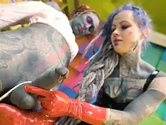 Anaal, Gek, Vuisten, Duits, Hd, Latex, Tatoeage, Speelgoed