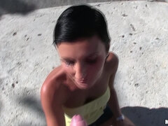 Amateur, Blowjob, Brunette, Car, Money, Outdoor, Reality, Slut