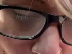Real Hooker With Glasses Kneels in Public for Old Man's Cum Load - Amateur Blowjob & Cum in Mouth