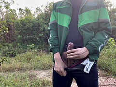 Asiático, Verga grande, Polla, Masturbación, Al aire libre, Público, Adolescente, Tailandés