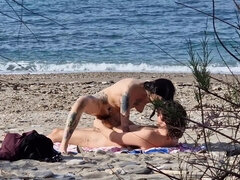 Amateur, Plage, Éjaculation interne, Femelle, De plein air, Public, Gicler, Nénés