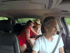 Stud stops to help chicks and to fuck them in a threesome