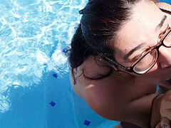 Hektek desires, poolside blowjob, slut wife