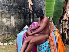 Africain, Grosse bite, Noire, Sucer une bite, Femelle, Hd, De plein air, Chatte