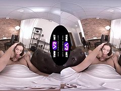 Ofelia Trimble - Hot babe in virtual reality gets her shaved pussy and small tits wrecked by big cocks