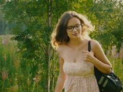 Tetas grandes, Mamada, Morena, Pareja, Europeo, Hd, Al aire libre, Adolescente