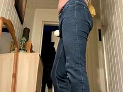 In tight flared girls jeans