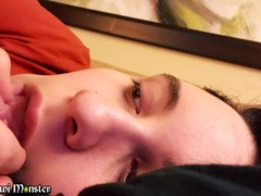 Belle grosse femme bgf, Sucer une bite, Éjaculation interne, Éjaculer dans la bouche, Tir de sperme, Faciale, Hôtel, Pénis