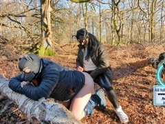 A Naughty Valentine's Day Surprise: Forest Femdom Pegging Session!