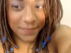 Huge clit on a young ebony amateur teasing on webcam