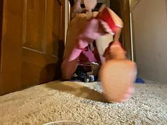 アナル, 女装男装, ディルド, 目瞪口呆, ヒール, 下着, シーメール, おもちゃ
