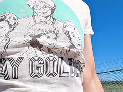 茶髪の, おむつ, ヒール, 巨大, 乳首, ピアス, シャワー, オッパイの