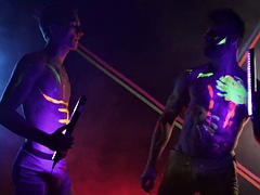 MEN - Theo Brady and Olivier Robert dance under the neon light letting their horny cocks rub against each other