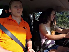 Chica, Mamada, Coche, Al aire libre, Público, Coño, Realidad, Estudiante