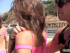 sophomore stunners outdoors beach bang-out orgy