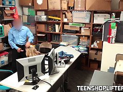 Teen perp got her shaved twat hammered by police officer